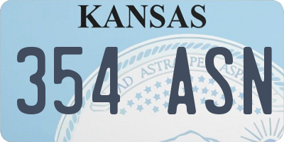 KS license plate 354ASN