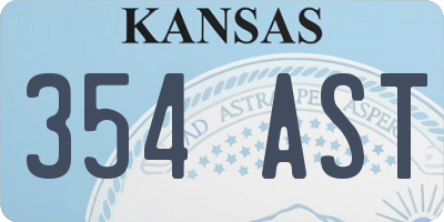 KS license plate 354AST