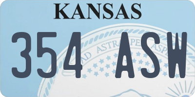KS license plate 354ASW