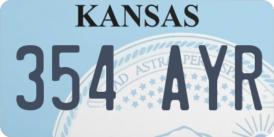 KS license plate 354AYR