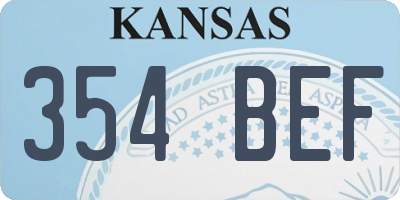 KS license plate 354BEF