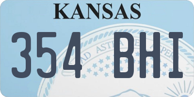 KS license plate 354BHI