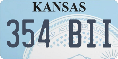 KS license plate 354BII