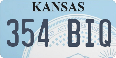 KS license plate 354BIQ