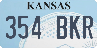KS license plate 354BKR