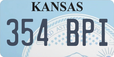 KS license plate 354BPI