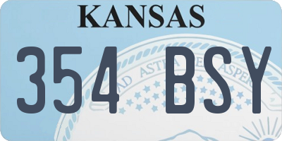 KS license plate 354BSY