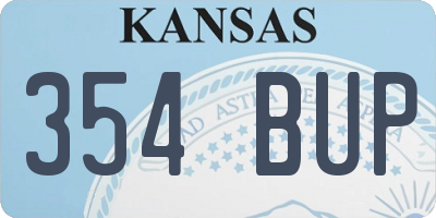 KS license plate 354BUP