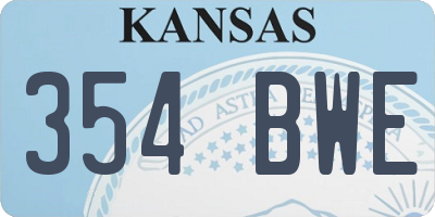 KS license plate 354BWE