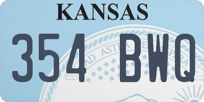 KS license plate 354BWQ