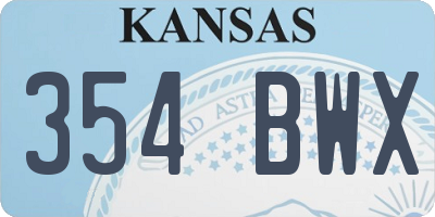 KS license plate 354BWX
