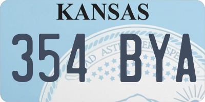 KS license plate 354BYA