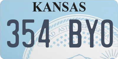 KS license plate 354BYO