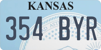 KS license plate 354BYR