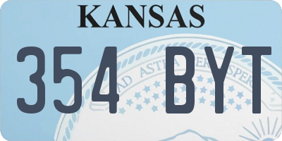 KS license plate 354BYT