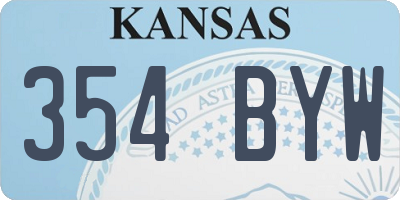 KS license plate 354BYW