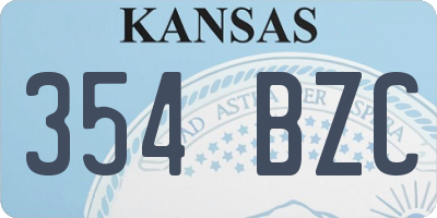 KS license plate 354BZC