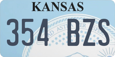 KS license plate 354BZS
