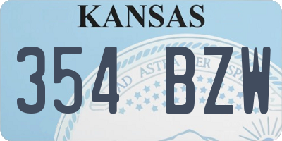 KS license plate 354BZW