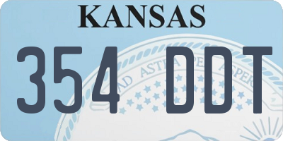 KS license plate 354DDT