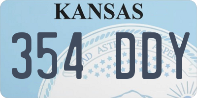 KS license plate 354DDY