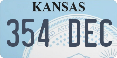 KS license plate 354DEC