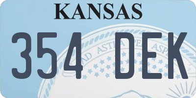 KS license plate 354DEK