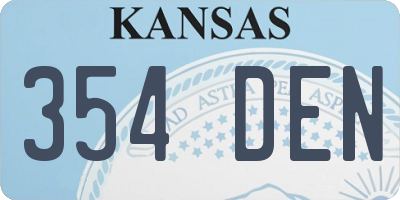 KS license plate 354DEN