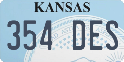 KS license plate 354DES