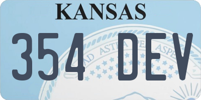 KS license plate 354DEV