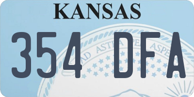 KS license plate 354DFA
