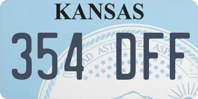 KS license plate 354DFF