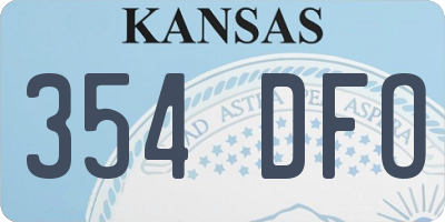 KS license plate 354DFO