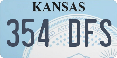 KS license plate 354DFS