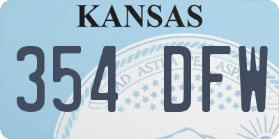 KS license plate 354DFW