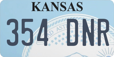KS license plate 354DNR