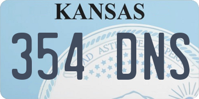 KS license plate 354DNS