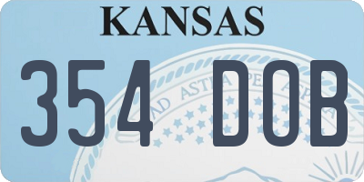 KS license plate 354DOB
