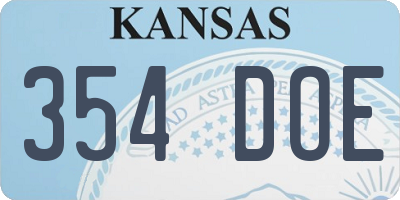 KS license plate 354DOE