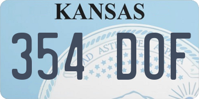 KS license plate 354DOF
