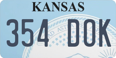 KS license plate 354DOK