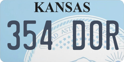 KS license plate 354DOR