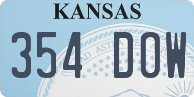 KS license plate 354DOW