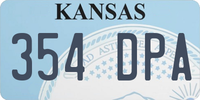 KS license plate 354DPA