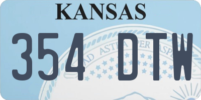 KS license plate 354DTW