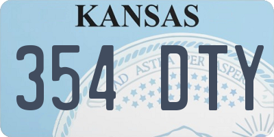 KS license plate 354DTY