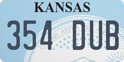 KS license plate 354DUB
