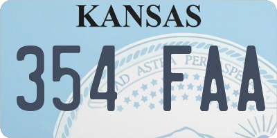 KS license plate 354FAA