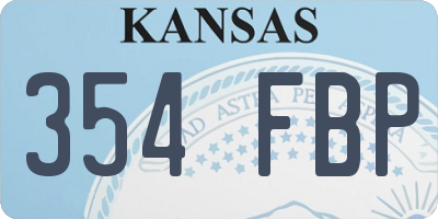 KS license plate 354FBP