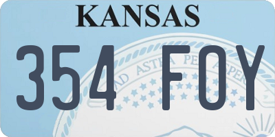 KS license plate 354FOY